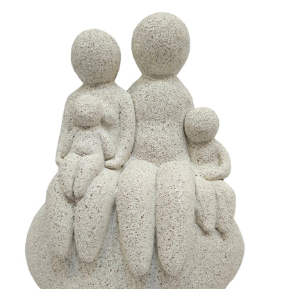 Family of 4 Figurines - Resin Hand-Painted Parents and Kids Beige Abstract Sculpture- Heartwarming Ornaments Home Tabletop Shelf Gift Decor
