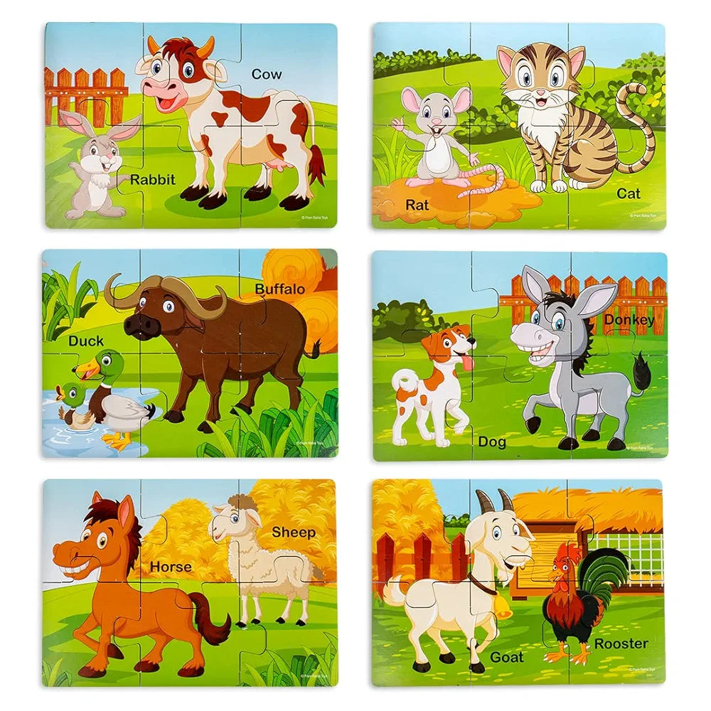 Ratna's My First Wooden Jigsaw Puzzle Domestic Animals for Kids