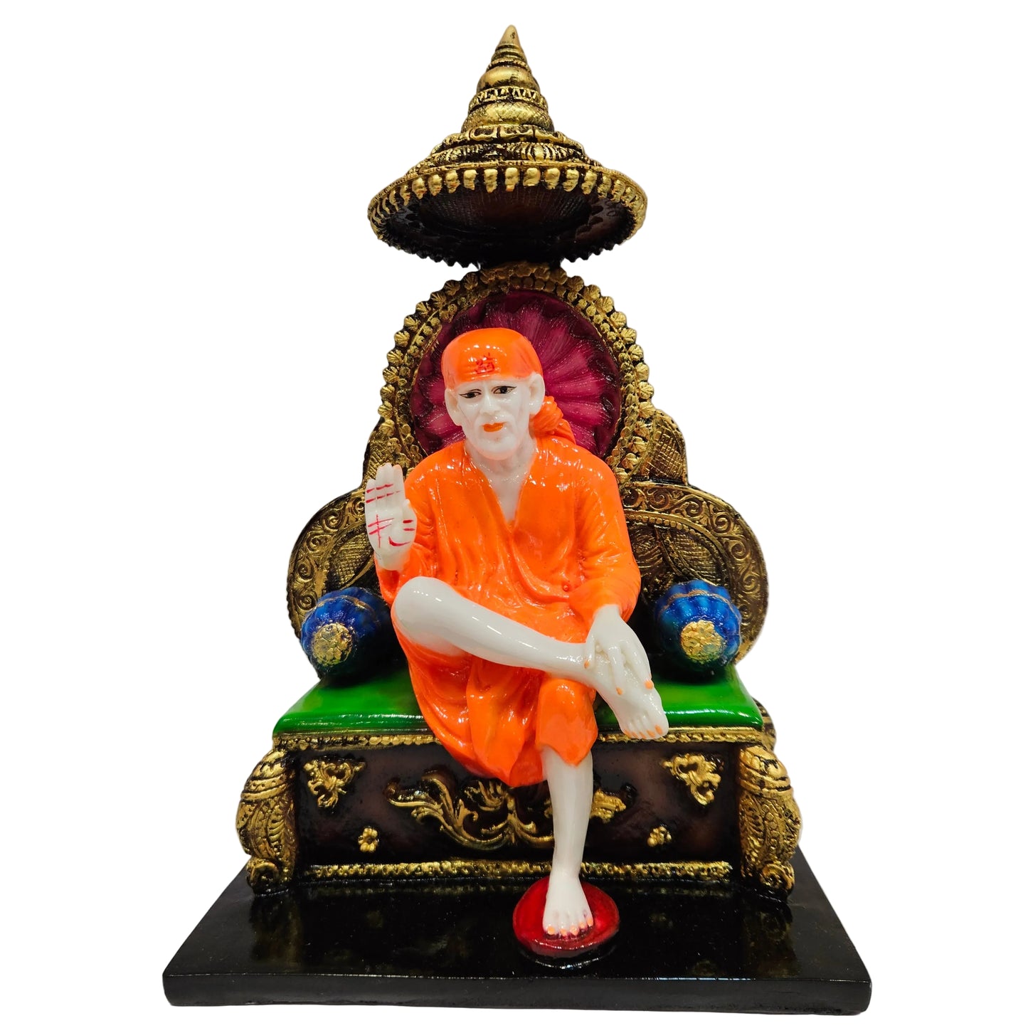 Decorative Shirdi Sai Baba murti, often marketed as being crafted from marble dust or polyresin