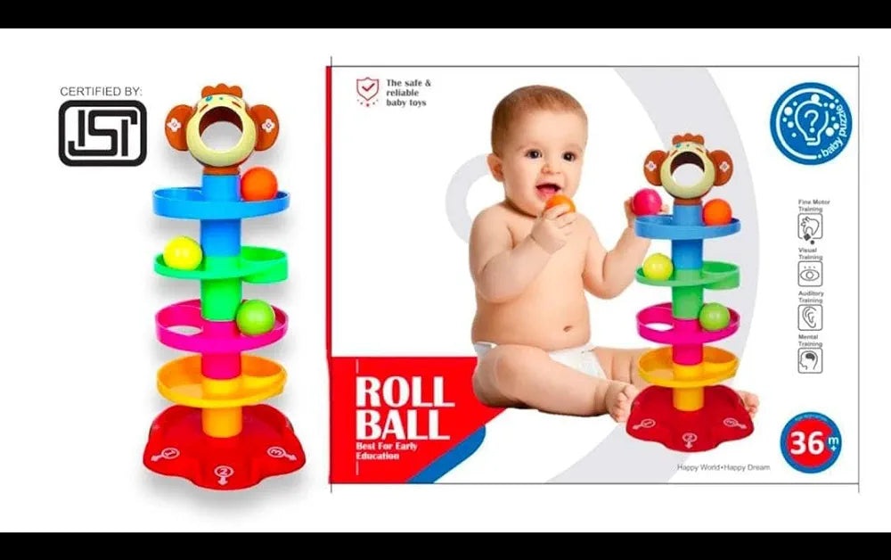 Roll Ball best for early Education Rolling and Swirling Ramp Drop Toy for Kids | 5 Layers | 4 Balls. - (Multicolour).