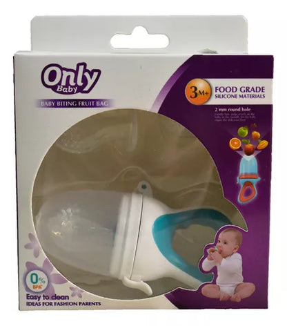 Baby Feeder Fresh Fruit Food Feeder with 3 Different Size Silicone Pouch and 1 Pacifier Clips, Training Massaging Toy Teether