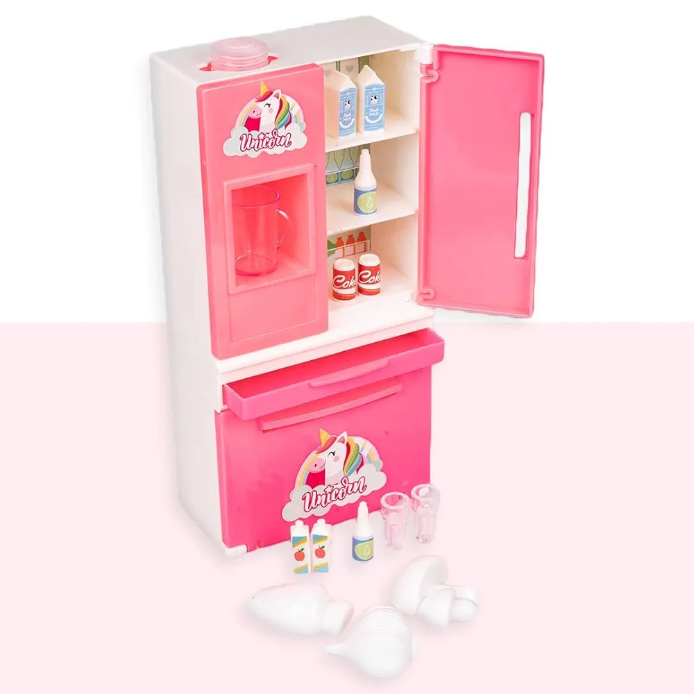 Double Door Plastic Miniature Role Play Refrigerator with Working Water Dispenser