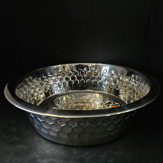 Floral & hexagon Designed Vista Gold Premium Quality stainless Steel Big size food Storage Bowl