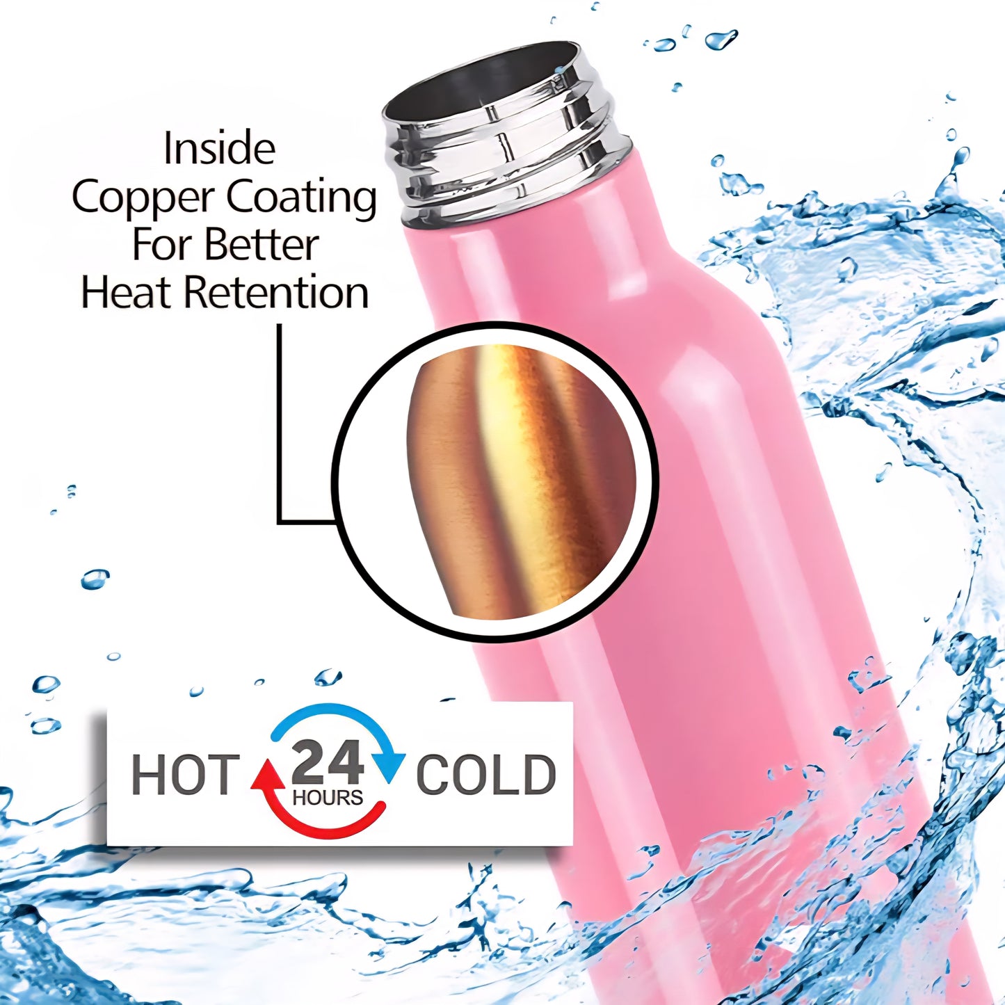 Milton smarty 600 Thermosteel 24 Hours Hot and Cold Water Bottle,490 ml,Water Bottle Pink
