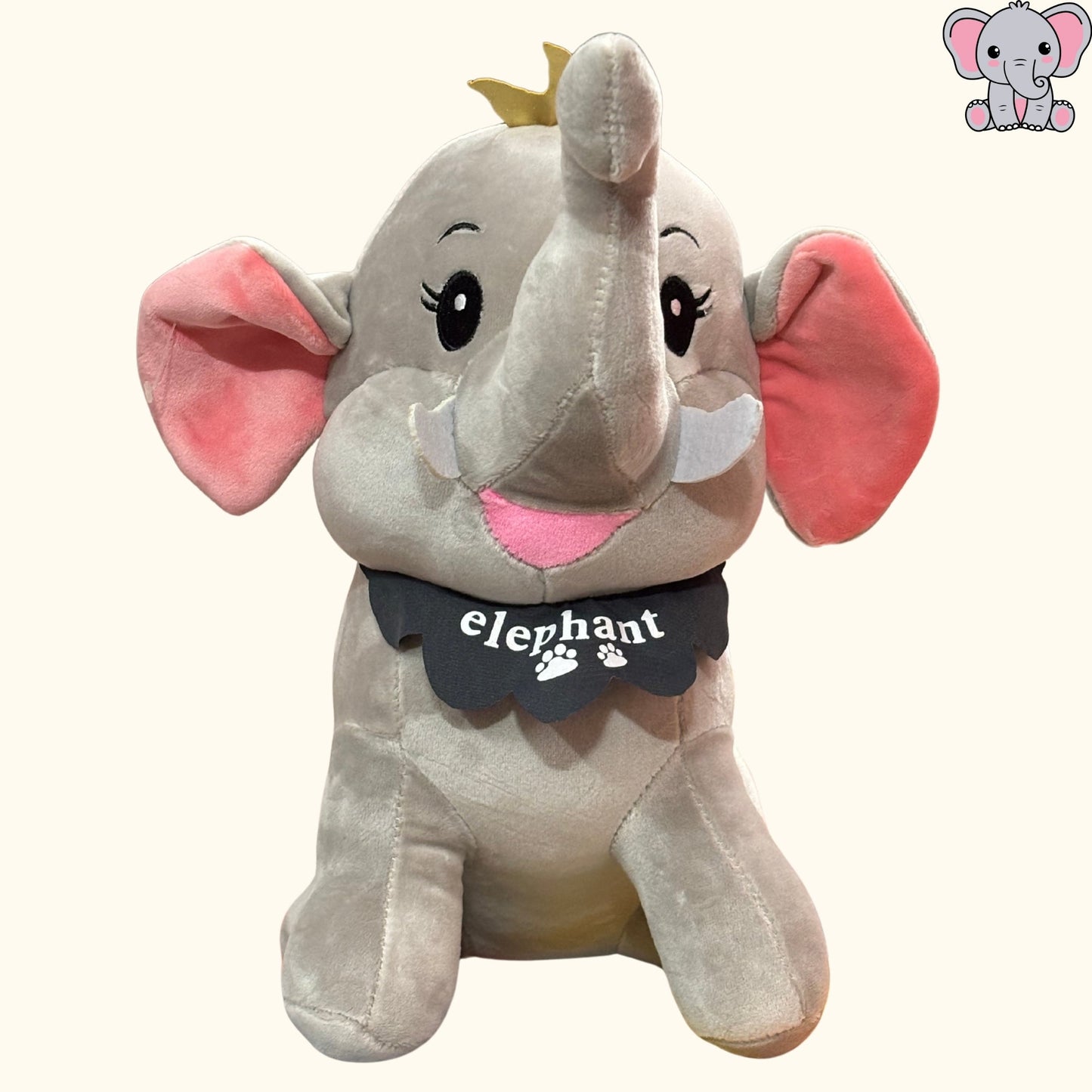 Crown Stuffed Elephant for Kids, Girls & Children Playing Crown Stuffed soft Toys
