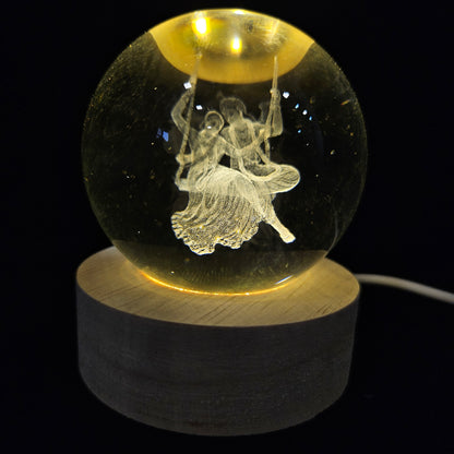 Crystal Ball Night Lamp, Solar System Light, USB Table Colorful Wooden Crystal for Home, Office, Birthday Gift