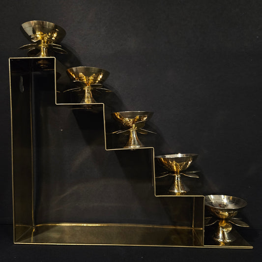 Delights Steps Brass Deepa Stand for Puja & Gifting