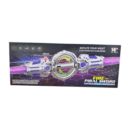 Fire Spiral Sword Double-Edged Light Sword Toy with LED Lights & Sound, Wrist-Activated Rotating Action, Role Play Toy for Kids & Teens 14+ Years