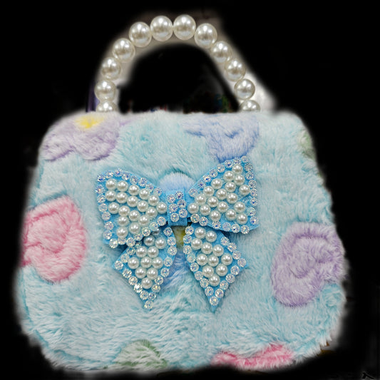 Premium fur Hearts designer sling bag with magnetic lock bag for kids