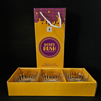 Kanch Berry rush 3 piece Exclusive glass bowl set for serving