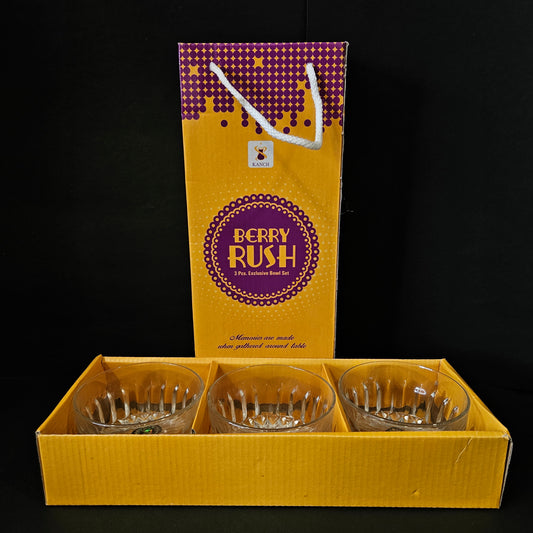 Kanch Berry rush 3 piece Exclusive glass bowl set for serving