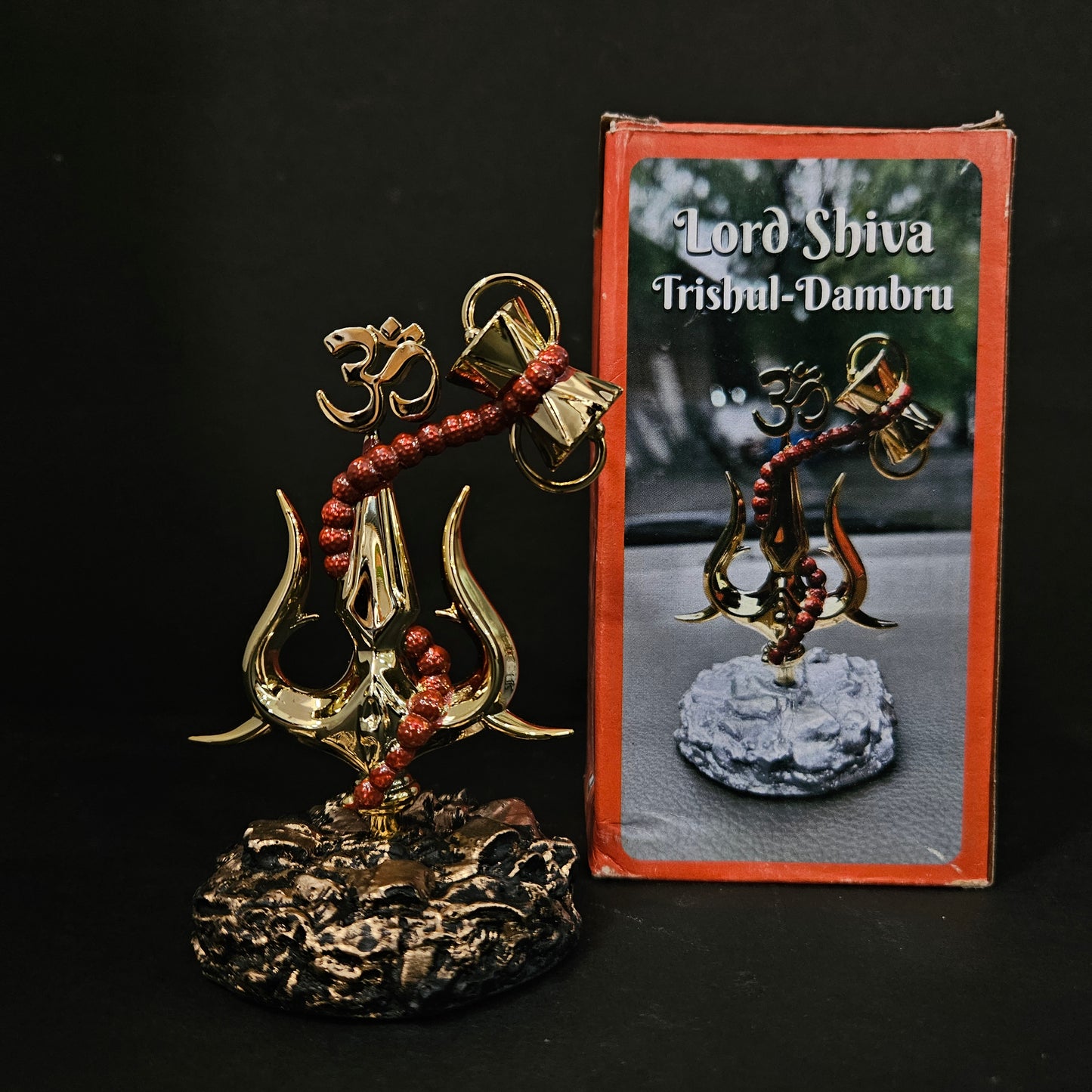 Lord Shiva Trishul-Dambru Statue Showpiece Dashboard Figurine