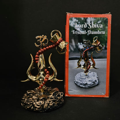 Lord Shiva Trishul-Dambru Statue Showpiece Dashboard Figurine