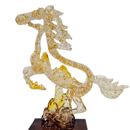 Acrylic Horse Figurine Chinese Feng Shui Glass Collection Ornament Statue Animal Collectible Standing Table Decor/ Home Decor