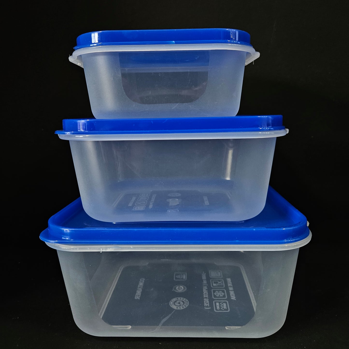3 piece set Transparent Storage Container with 800ml,1600ml & 2400ml Capable unbreakable storage container