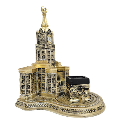 3D Makkah Royal Clock Tower and Holy Kaaba Replica Model Wall Sticker, Gold, Islamic Home Decor, with Allah Wall Medallion