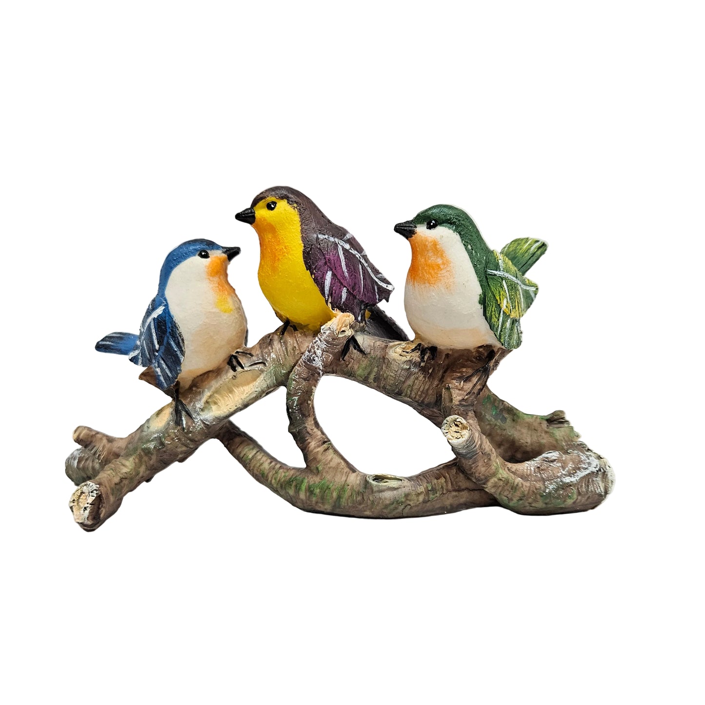 Resin 3 Birds on branch Decor, Natural Eco-Friendly Resin Bird Figurine Decor Lawn Garden Courtyard Ornaments for Indoor or Outdoor