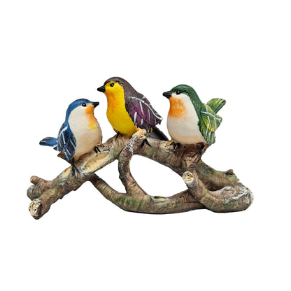 Resin 3 Birds on branch Decor, Natural Eco-Friendly Resin Bird Figurine Decor Lawn Garden Courtyard Ornaments for Indoor or Outdoor