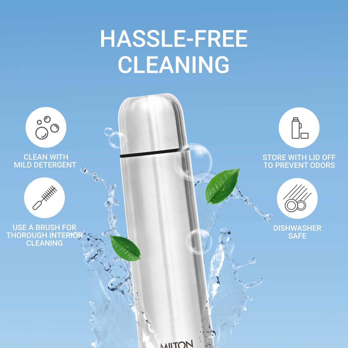 Milton Thermosteel Flip Lid Flask, 1000 milliliters, Silver Single Walled Stainless Steel Fridge Water Bottle, 750ml,Water Bottle