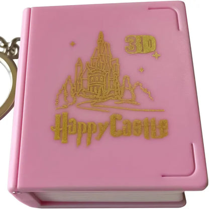 Happy castle 3D Pop-up Book Mini Castle Toys Cute Keychain for Kids Backpack, 3D Castel Scene for Girls Gift for Party Birthday
