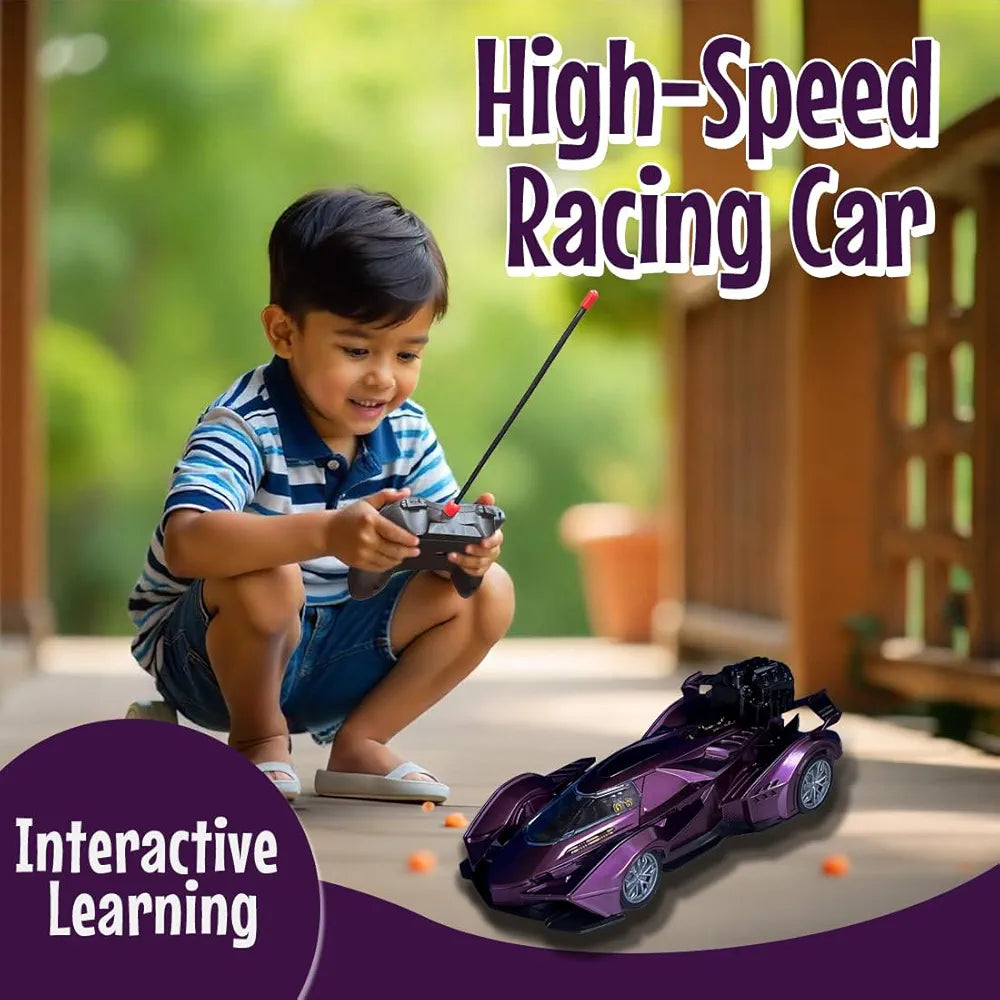 Remote Control Spray Racing Car High-Speed Battery-Powered RC Stunt Vehicle, Stylish Super Sports Car, Toy for Boys & Girls Ages Above 3 years old