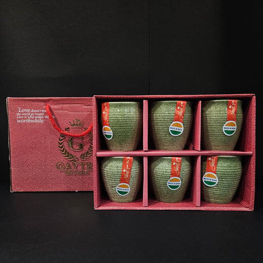 Gaytri Art & Craft gold rush Ceramic vintage style designer 6 pieces tea cups set