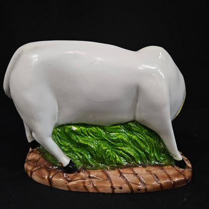 Cow With Calf Statue in Marble Dust, 9CM Holy Cow Idol, Showpiece for Home Decor, Handmade Divine Cow, Mother Cow with Baby Calf, kamdhenu