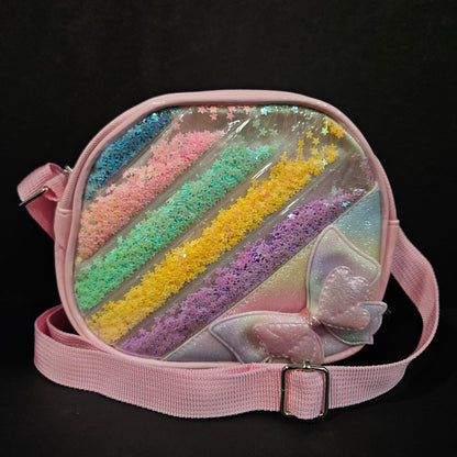 Cute Purse sling bag for Girls Kids, Rainbow Glitter Sequin Crossbody Bag for Toddlers