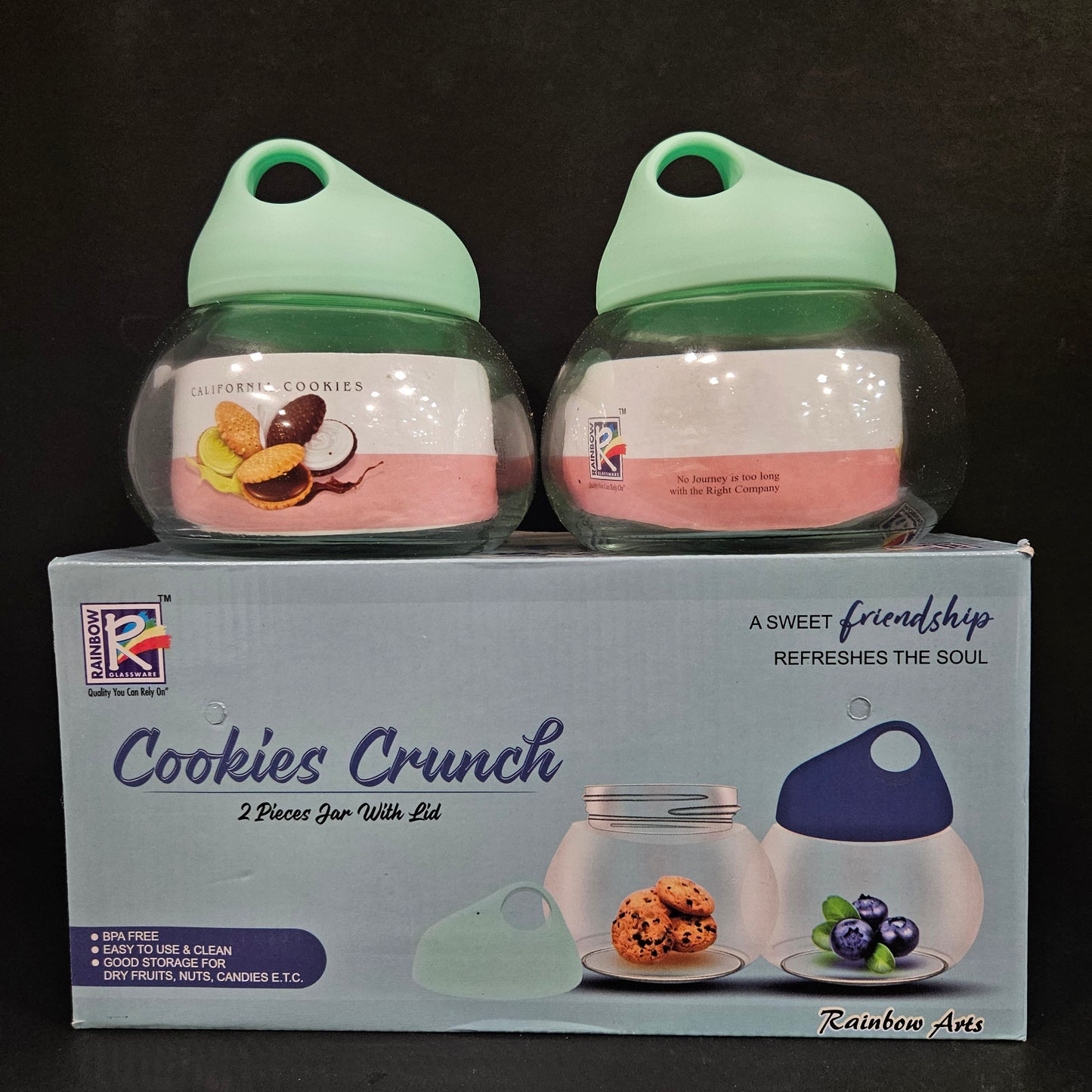 Rainbow cookies crunch 2 pieces jar set with Lids