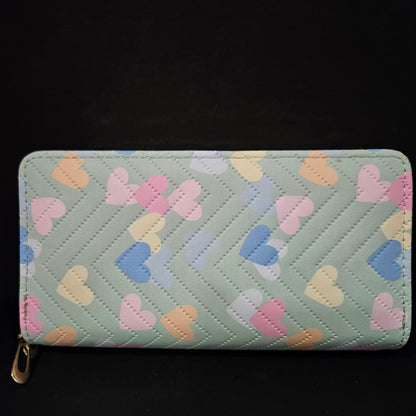 Leather Thin Slim Wallets for Women with Double Zipper