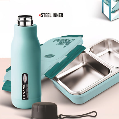 Asian little Feast 3 fusion bite executive 3 lunch box with 750ml capacity & dynamic Insulated water bottle 600ml combo set