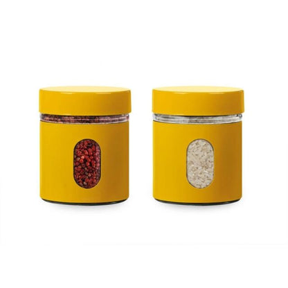 Tea Coffee Sugar Storage Jars Canisters Set of 3 Colour Enamel On Steel Glass