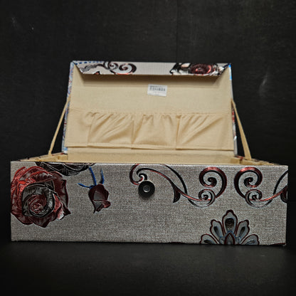 Wooden Bangle Box 2 Rod Bangle Box Storage Box having jewellery Storage pouch floweral design and Button locking System