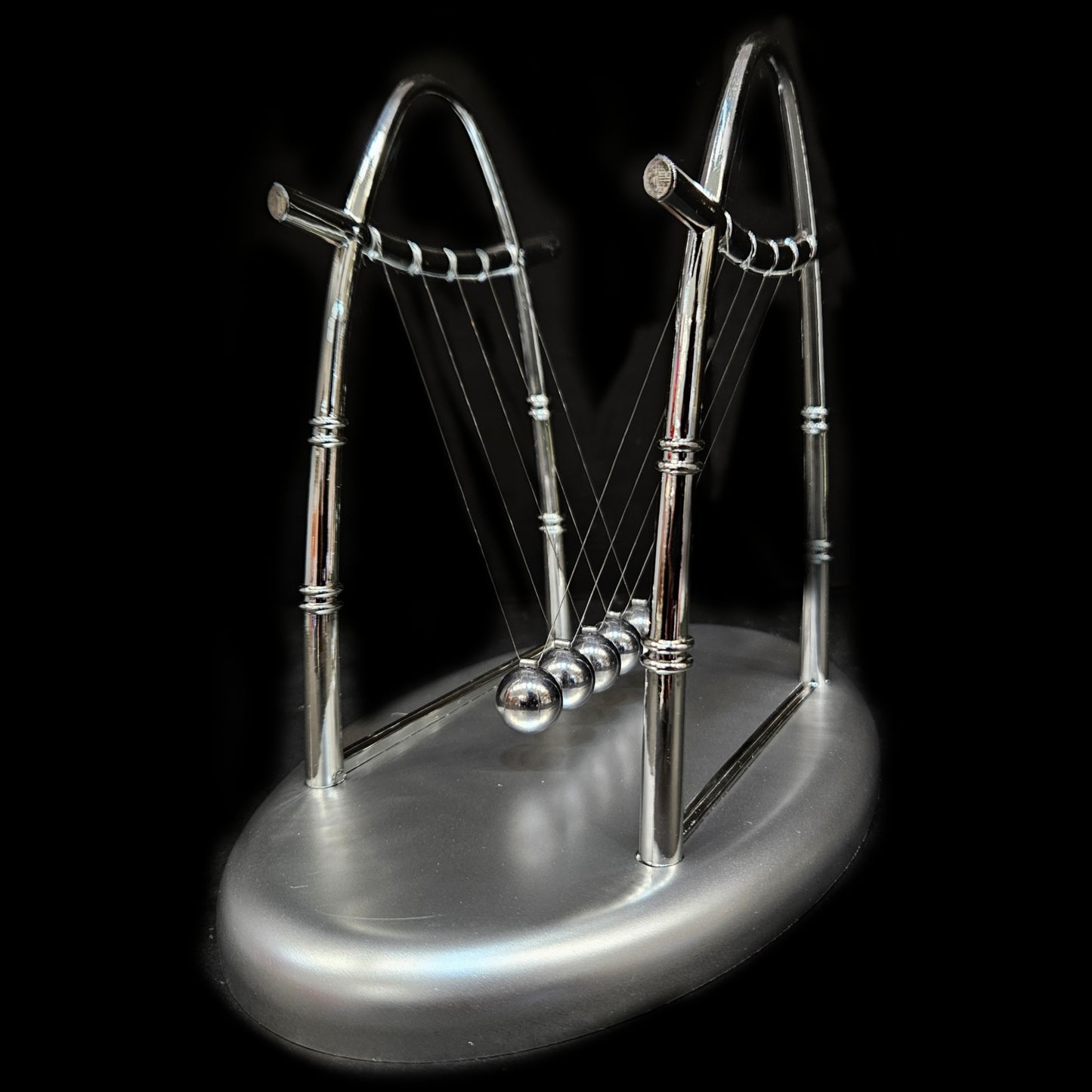 Toyverse Office Table Decor - Newton Cradle Pendulum | Swing Ball Motion Desk Toy -5 Metal Collision Balls