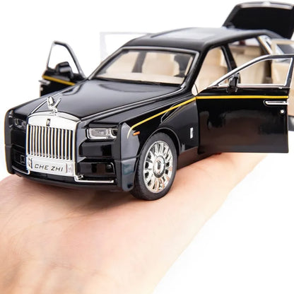 Rolls Royce Phantom Model Car 1:18 Scale Exclusive Alloy Metal Pull Back Die-cast Car Toy with Openable Doors & Light Music Boys Toys for Kids