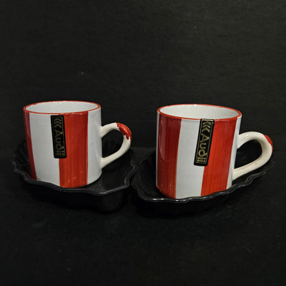 Cafe clubv 2 piece ceramic tea cups & 2 pieces leaf platter gift set