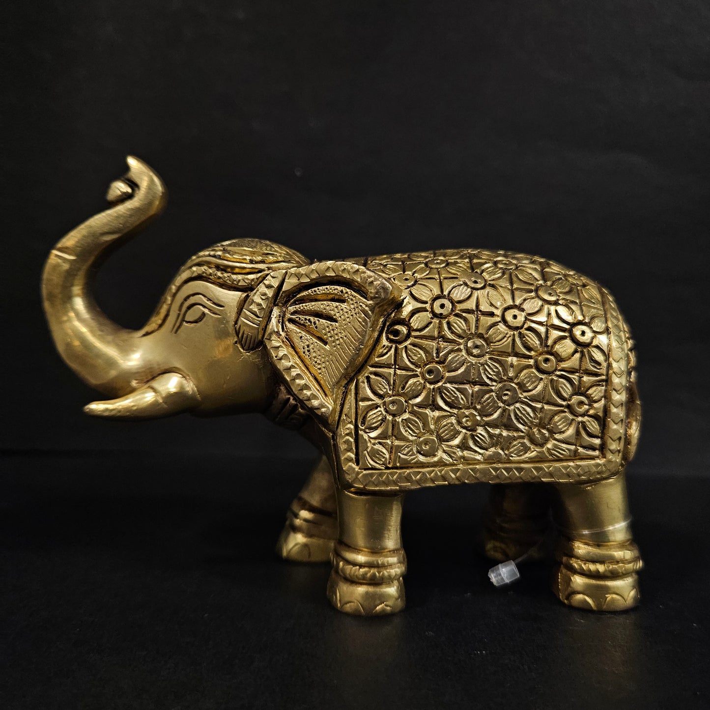 Brass Elephant with Beautifull Design Carving Work On Hathi Gajraj Lucky Figurine Showpiece for Home Statue Idol Handicraft Art