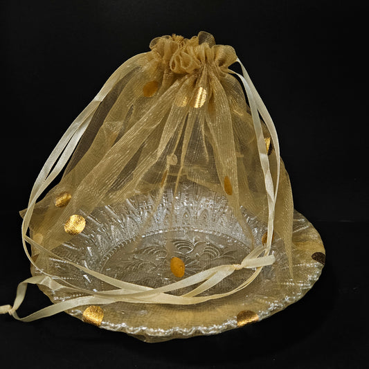 Silver coloured flowral designer basket for chocolate gift hamper