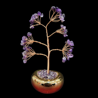 Crystal Money Tree Feng Shui Natural Gem Stone Tree Amethyst|Antique Home Décor |Traditional Showpiece |Figurine |Modern Decorative |Decoration|Figurines for Home Decor