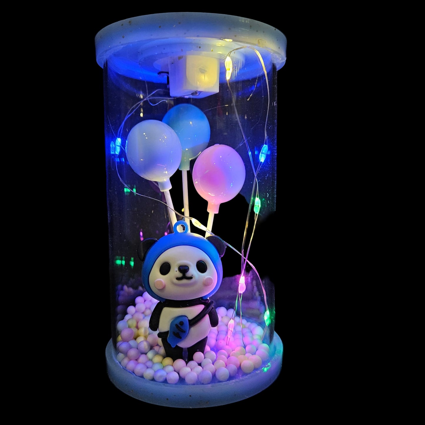 Panda best wishes lighting Balloons in a glass capsule perfect for couple gifting