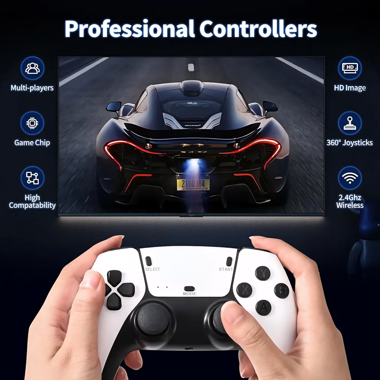 Retro 4K Game Console: Nostalgia Plug and Play with 20000+ Built-in Games, 2.4G Wireless 2 Player Dual Controllers