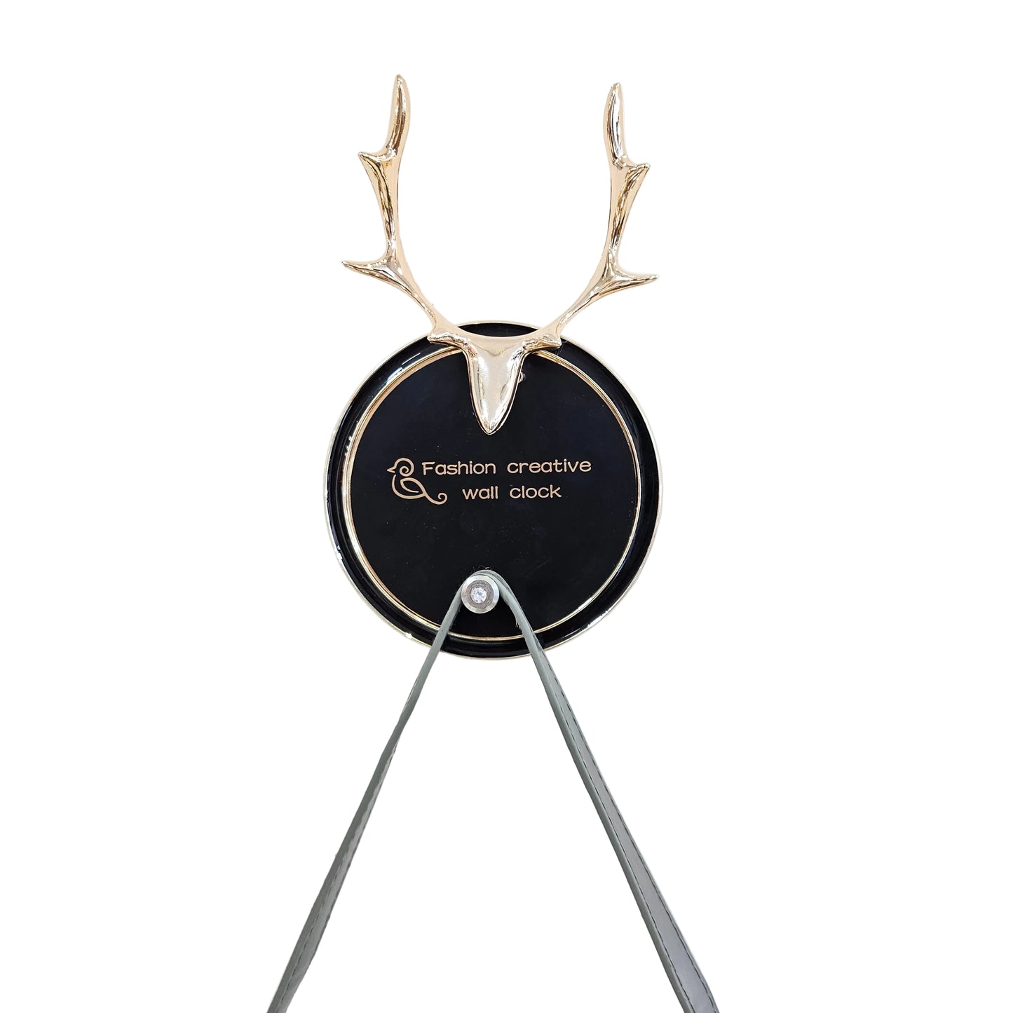 Acrylic-Quartz Quill Deer with Belt Hanging Analog Wall Clock |With Moving Gear Mechanism|Black|Silent Sweep Noiseless Technology|For Living Room