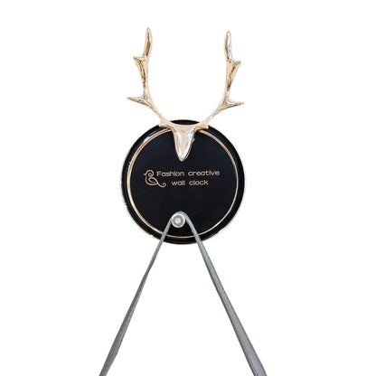 Acrylic-Quartz Quill Deer with Belt Hanging Analog Wall Clock |With Moving Gear Mechanism|Black|Silent Sweep Noiseless Technology|For Living Room