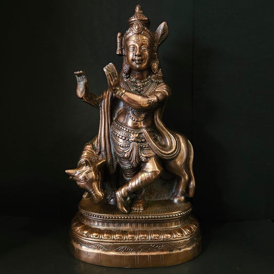 Lord Krishna Spirtual Idol Krishna Black Copper Statue for Home Decor Krishna Decorative Showpiece for Gift Home Décor