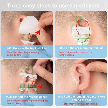Baby Waterproof Ear Stickers, Baby Waterproof Ear Protector, Newborn Baby Ear Correctors for Swimming Showering Snorkeling and Other Water Sports Kids Invisible Patch Bandage