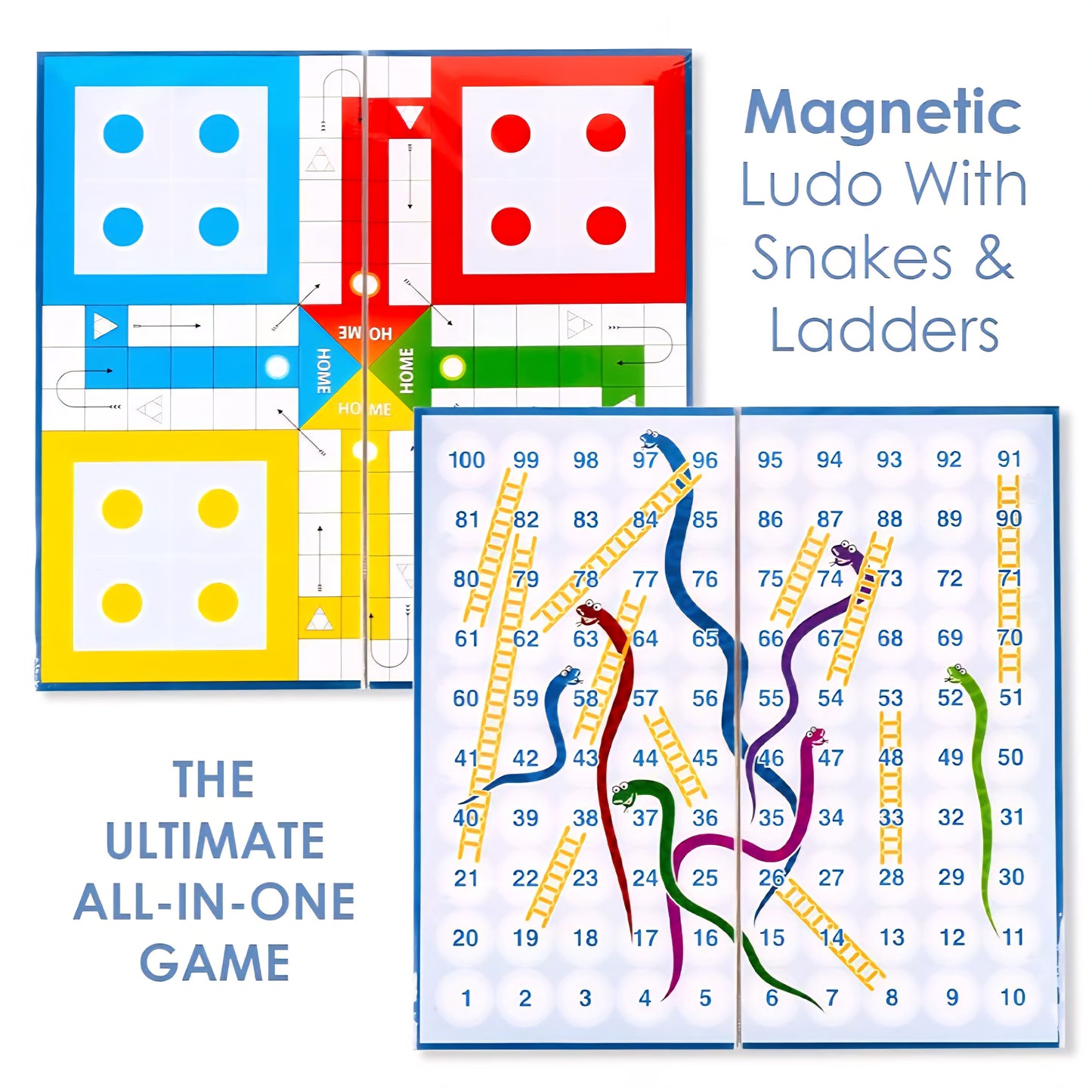 Ratna's Magnetic Snakes and Ladders with Ludo Board Game for Kids and Family Fun