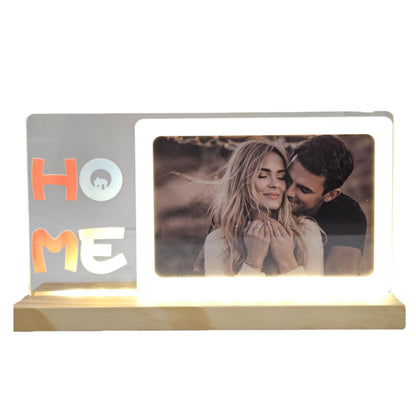 Acrylic photo frame with led night lamp,with personalized photo frame perfect for home decor & Gifting purpose