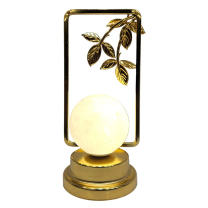 Gold metal table lamp features a glowing led light ball on a stand with leaves night Lamp for home/Bedroom tables Decor