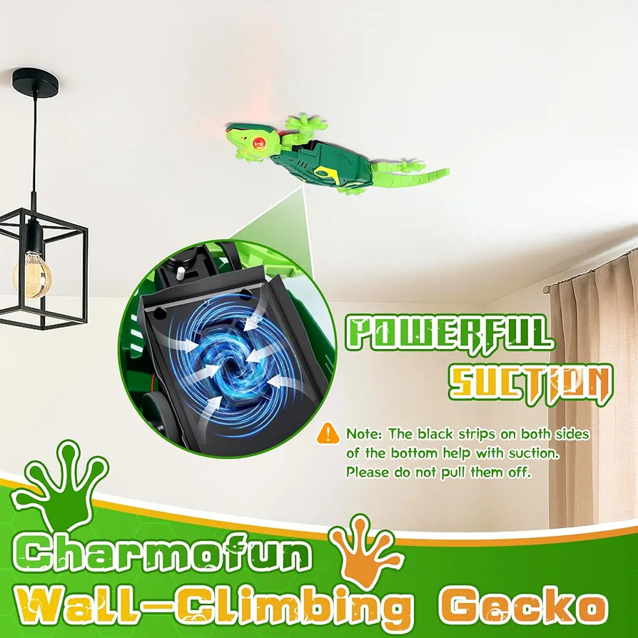 Gecko Wall Racer, Remote Controlled Gecko on the Wall Toy, with Luminous LED Eyes, Realistic Movements, Interactive Robot Toy Gift for Boys Girls from 3 Years