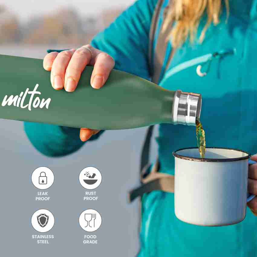 MILTON Shine 800 Stainless Steel Water Bottle, Military Green 680 ml water Bottle